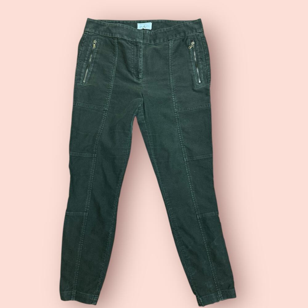 Lou & grey women’s pants olive green slacks size 6 utility zip pockets crop